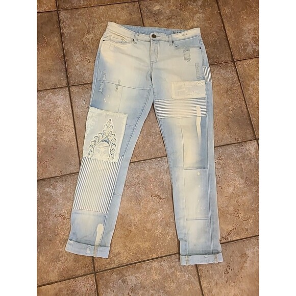[BLANK NYC] skinny jeans Size 28  Light Blue Denim Lace Stripe Distressed NWOT - Picture 1 of 11